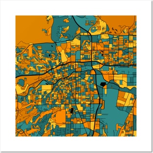 Reno Map Pattern in Orange & Teal Posters and Art